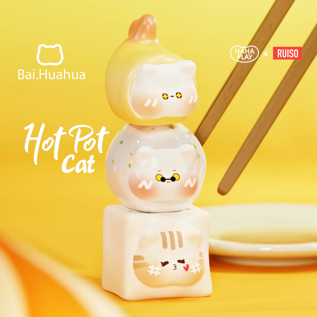 【F003】Bai.Huahua Hot Pot Cat Mini Beans Series Blind Box Figures