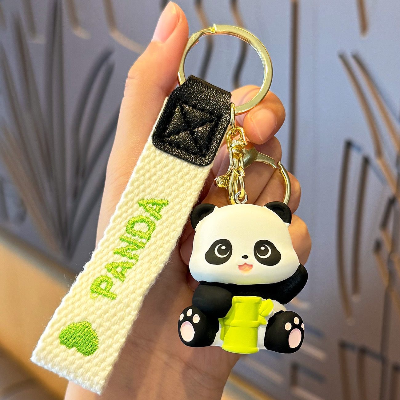 【F007】Cartoon Bamboo Panda Keychain Figures