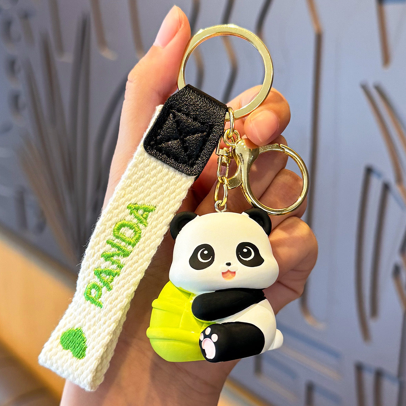 【F007】Cartoon Bamboo Panda Keychain Figures