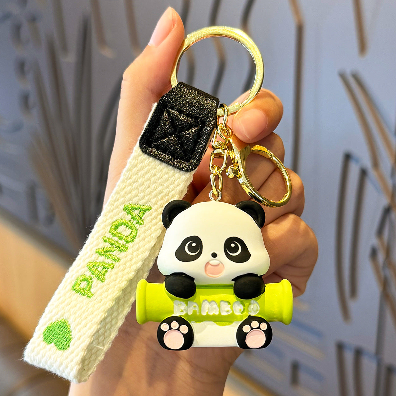 【F007】Cartoon Bamboo Panda Keychain Figures